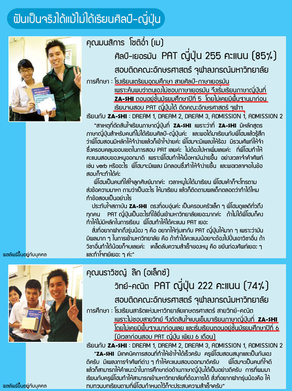 ผลงานการติว